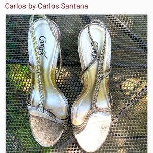 Carlos Santa Antigue Gold Metalic heels